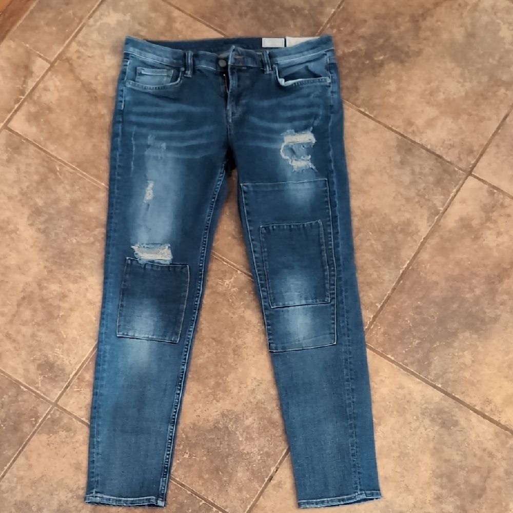 All Saints Blue Distressed Skinny Jeans